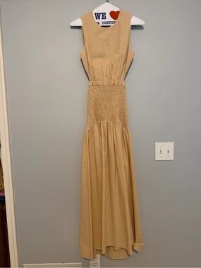 Sndys Sleeveless Beige Maxi Dress with Smocked Waist